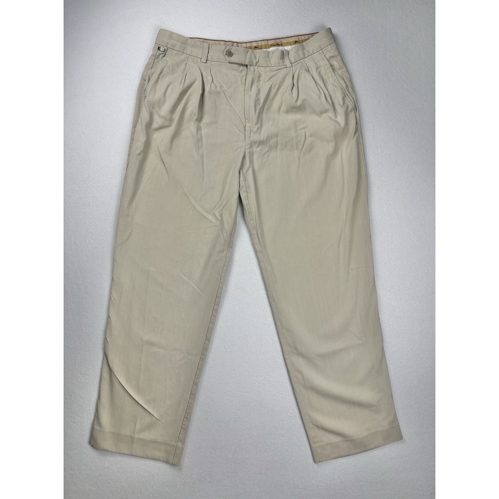Tommy Bahama‎ Men's Silk Blend Pleated Chino Pants Khaki Size 36x30